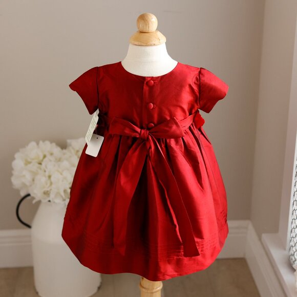 Red Silk Dress Luxury Designer Velvet Rose Leaf Trim Special Occasion Portrait - Picture 4 of 6